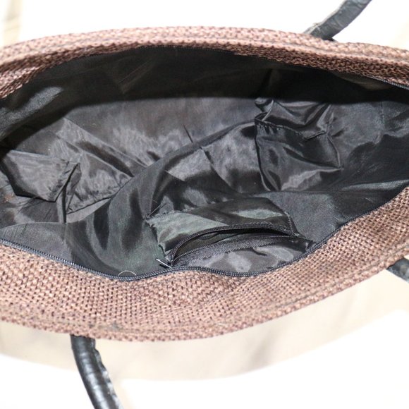 WOVEN BEADED BROWN SATCHEL PURSE Os - Picture 10 of 11